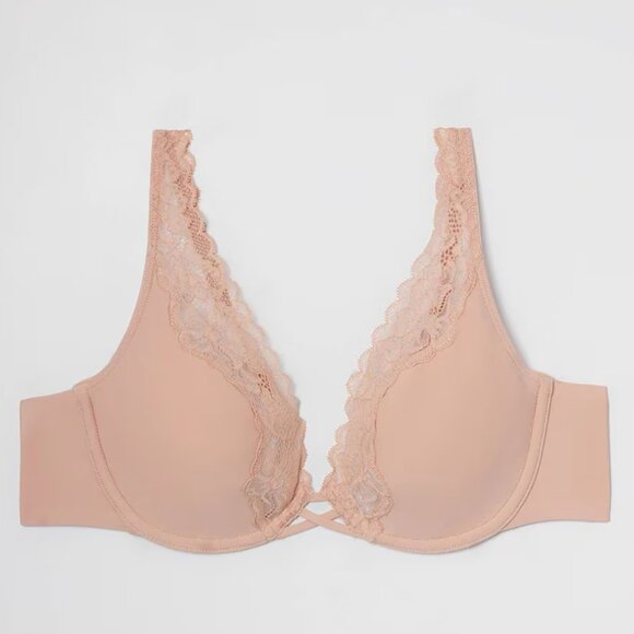 NWT Soma Essentials Plunge Unlined Bra with Lace Trim - Picture 2 of 7